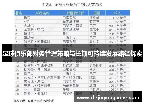 足球俱乐部财务管理策略与长期可持续发展路径探索